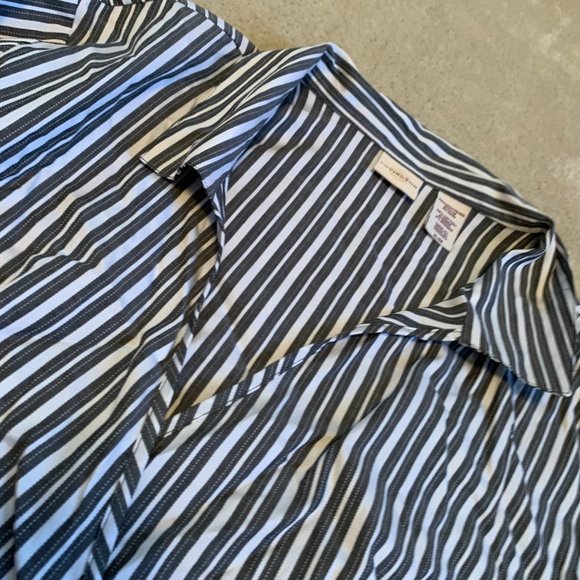 NWT Covington Muted Black and White Striped 3/4 Sleeve Wrap Blouse Size XL - Picture 6 of 14